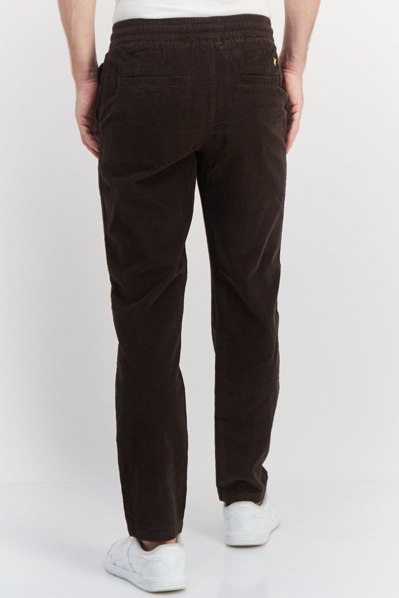 Men Regular Fit Corduroy Pants, Dark Brown