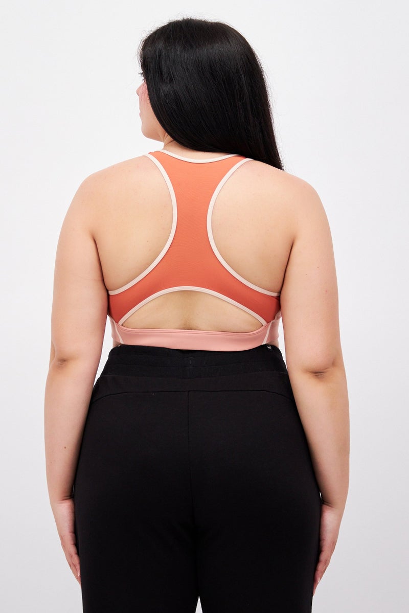Women Padded Plain Sport Bra, Light Pink