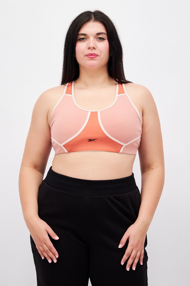 Women Padded Plain Sport Bra, Light Pink
