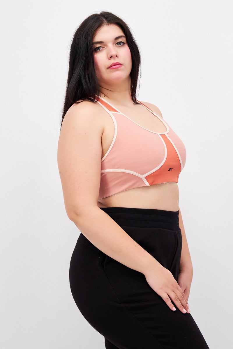 Women Padded Plain Sport Bra, Light Pink