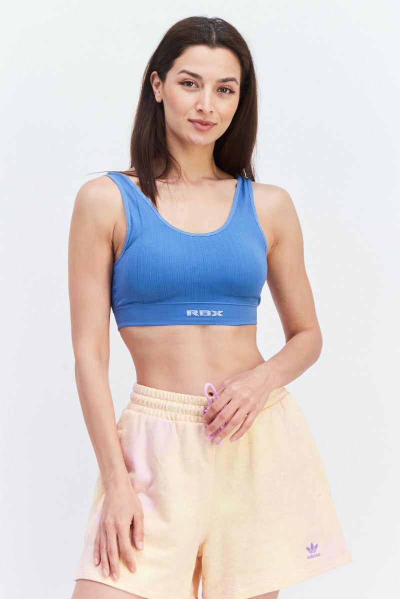 Women 2pc Sportswear Fit Training Sports Bra, Grey/Sage Blue