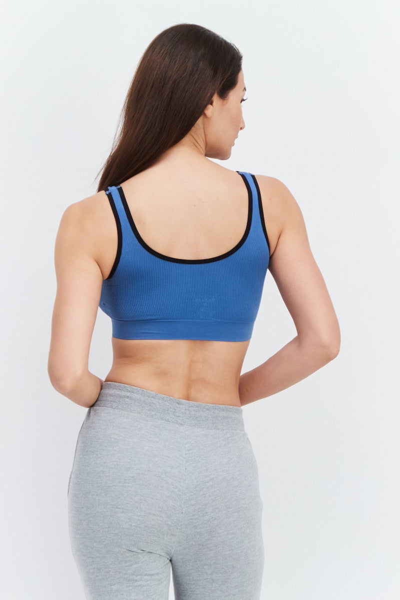 Women 2pc Sportswear Fit Training Sports Bra, Grey/Sage Blue