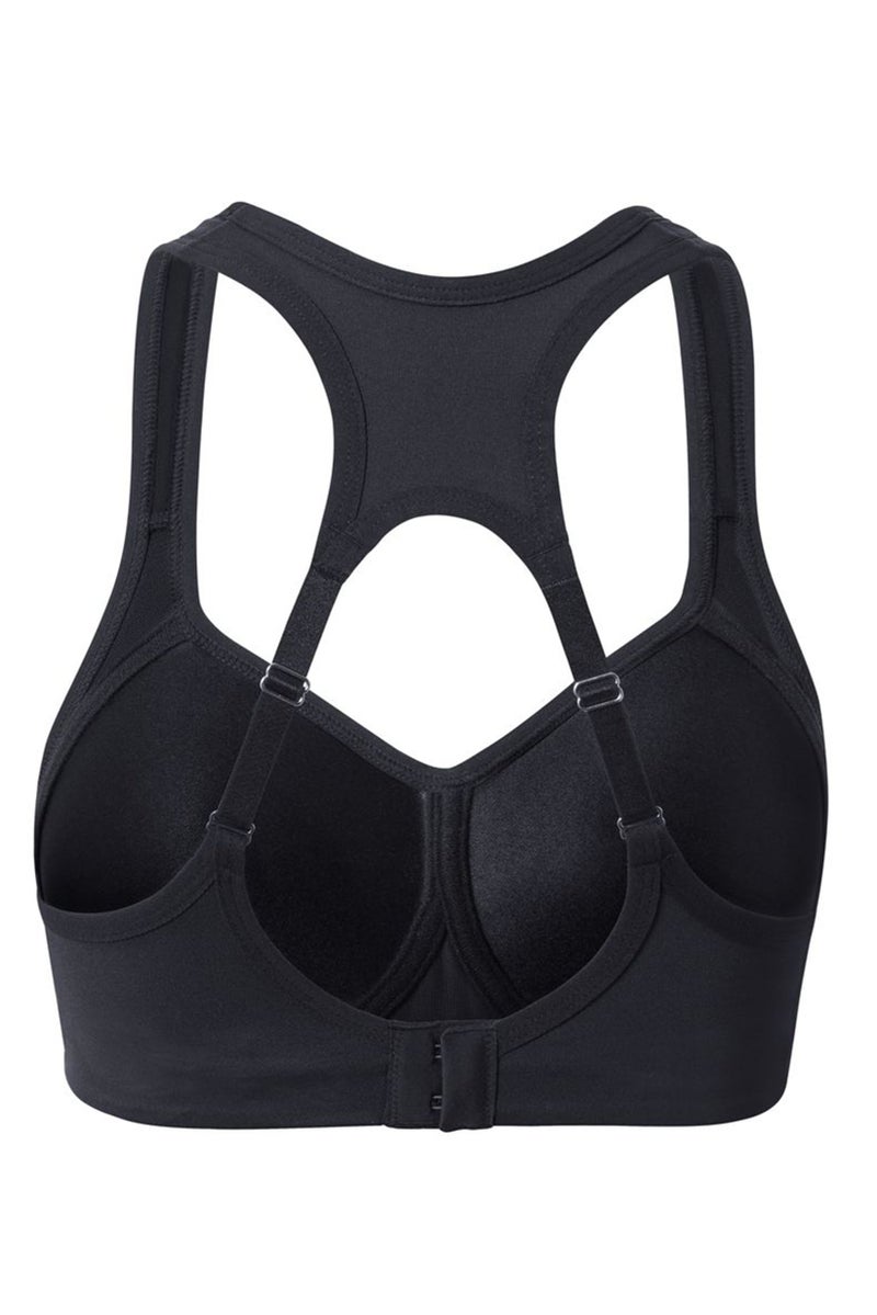 Women Padded Plain Sports Bra, Black