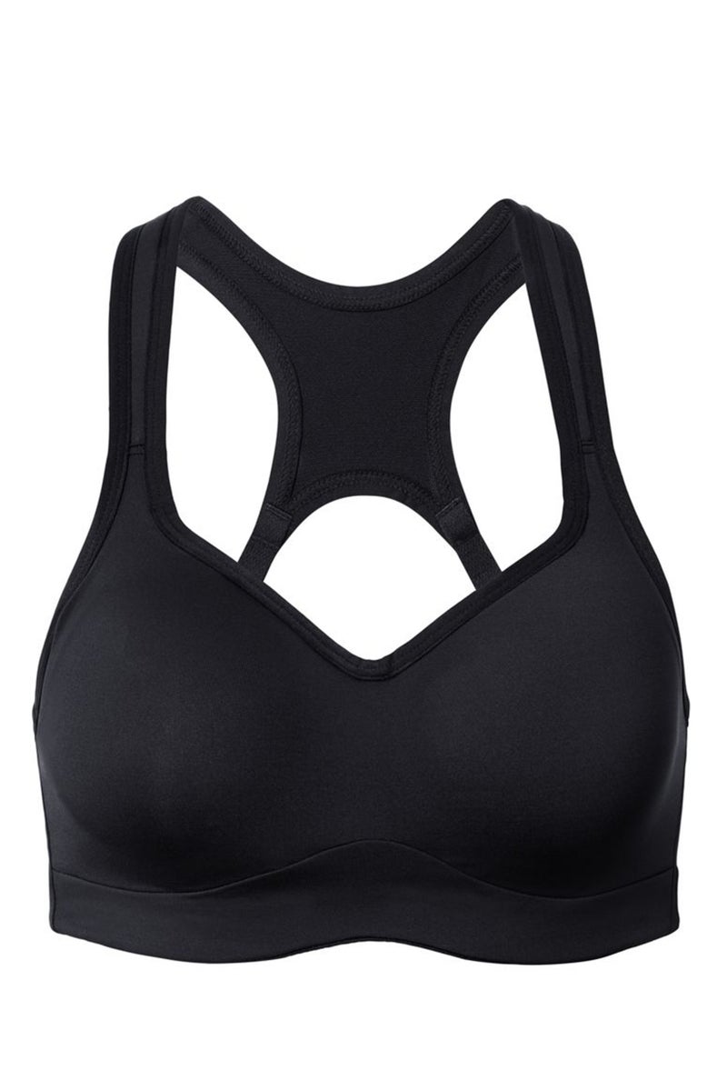 Women Padded Plain Sports Bra, Black