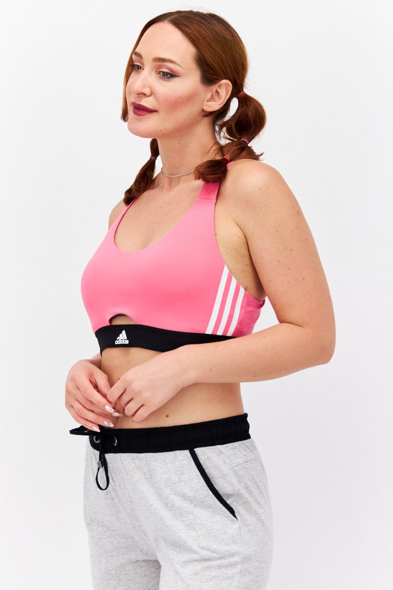 Women Sportswear Fit Training Bra, Pink/Black