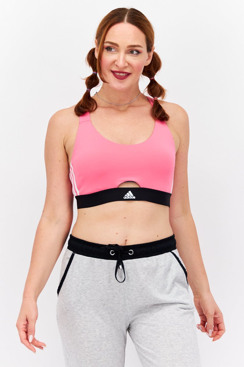 Women Sportswear Fit Training Bra, Pink/Black