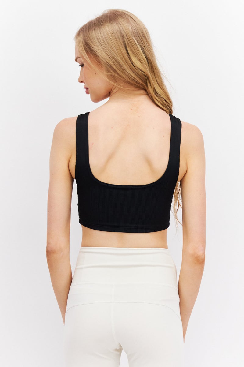 Women Sportswear Fit Brand Logo Training Sports Bra, Black