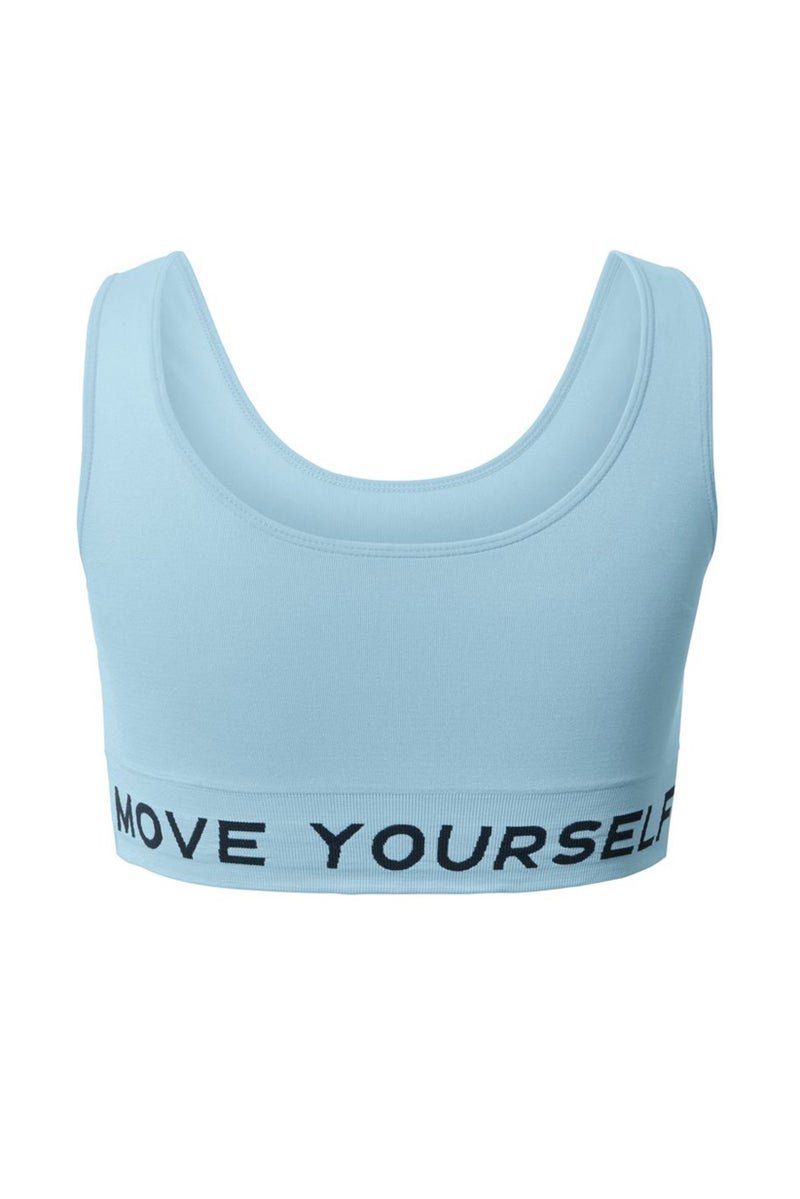 Women Light Padded Training Sport Bra, Light Blue