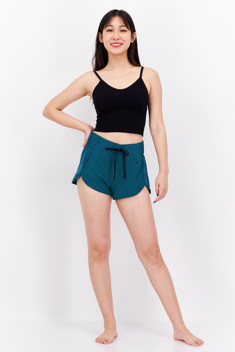 Women Brand Logo Swim Shorts, Teal