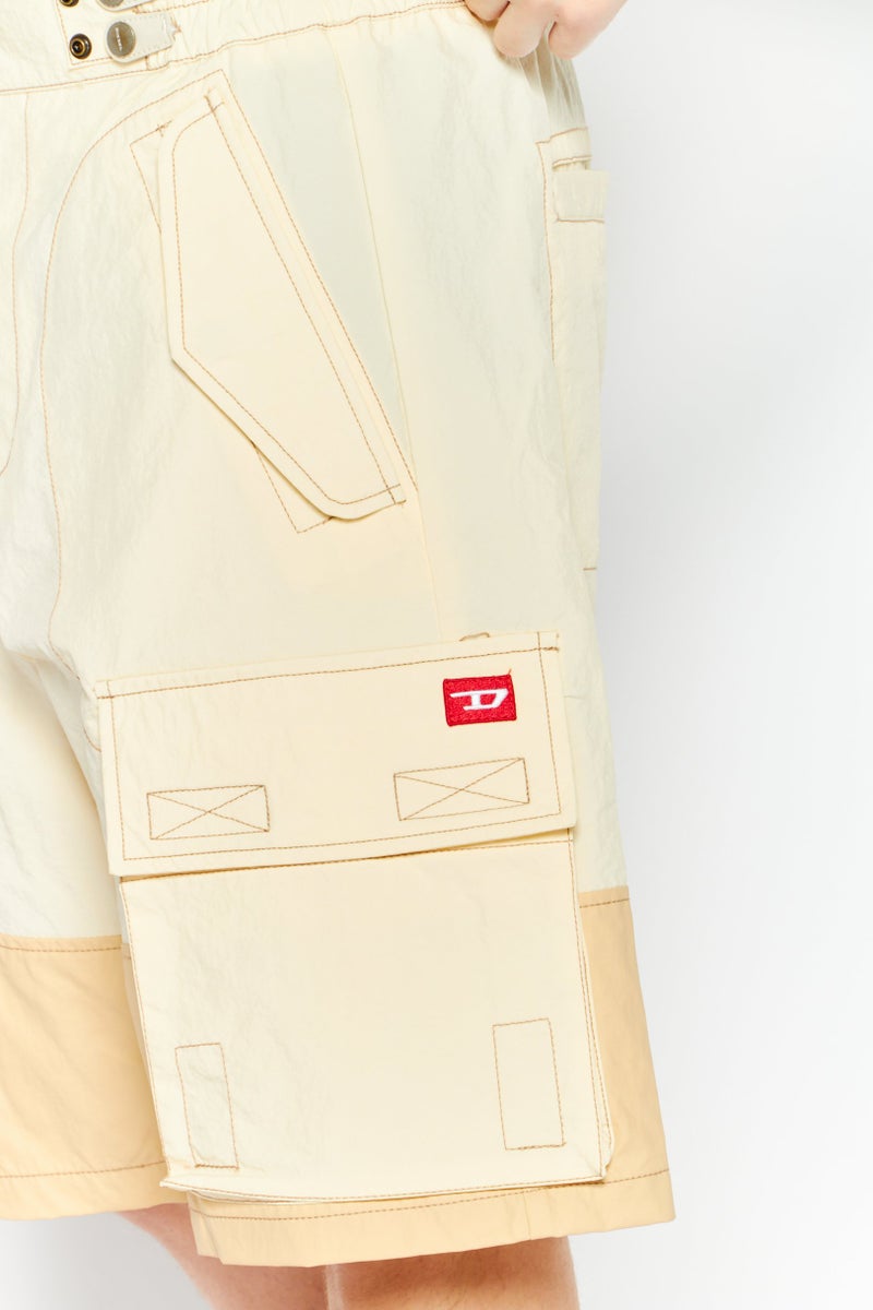 Men Regular Fit Embroidered Logo Cargo Short, Beige