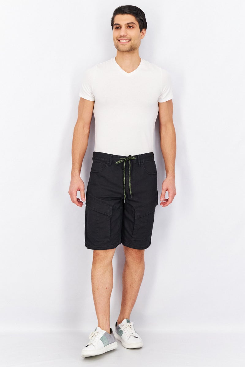 Men Special Fit Plain Marzo Denim Shorts, Black