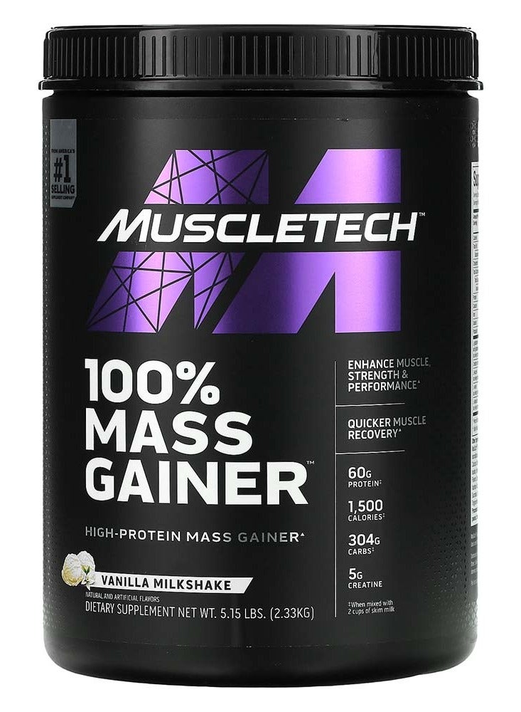 MuscleTech Mass Gainer Protein Powder- Protein Powder for Muscle Gain- Whey Protein + Muscle Builder Creatine Supplements  Vanilla, 5.15 Pound (Pack of 1)