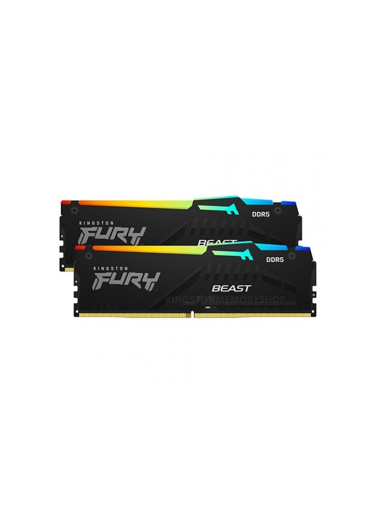 Fury Beast 32GB 2x16GB 5600MT/s DDR5 CL36 RGB Desktop Memory Kit Of 2 Infrared Syncing AMD Expo Plug N Play KF556C36BBEAK2-32 Black