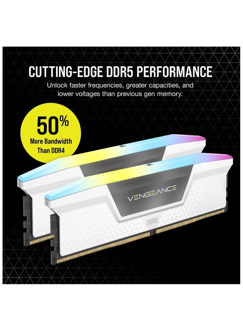 VENGEANCE RGB DDR5 RAM 32GB (2x16GB) 6000MHz CL36 Intel XMP ICUE Compatible Computer Memory (CMH32GX5M2E6000C36W) 32GBmm