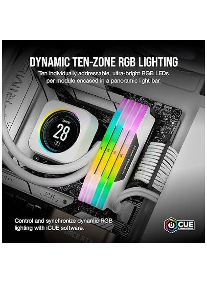 VENGEANCE RGB DDR5 RAM 32GB (2x16GB) 6000MHz CL36 Intel XMP ICUE Compatible Computer Memory (CMH32GX5M2E6000C36W) 32GBmm
