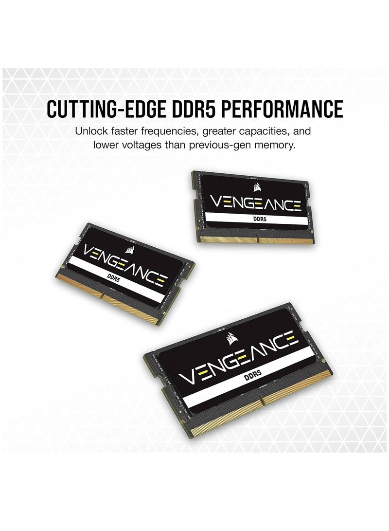 Vengeance SO-DIMM DDR5 Ram (1x16GB) 4800MHz CL40 Intel XMP iCUE Compatible Computer Memory, (CMSX16GX5M1A4800C40) 16GBNone Black