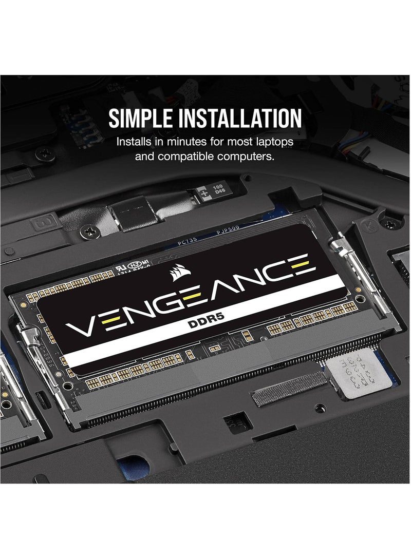 Vengeance SO-DIMM DDR5 Ram (1x16GB) 4800MHz CL40 Intel XMP iCUE Compatible Computer Memory, (CMSX16GX5M1A4800C40) 16GBNone Black