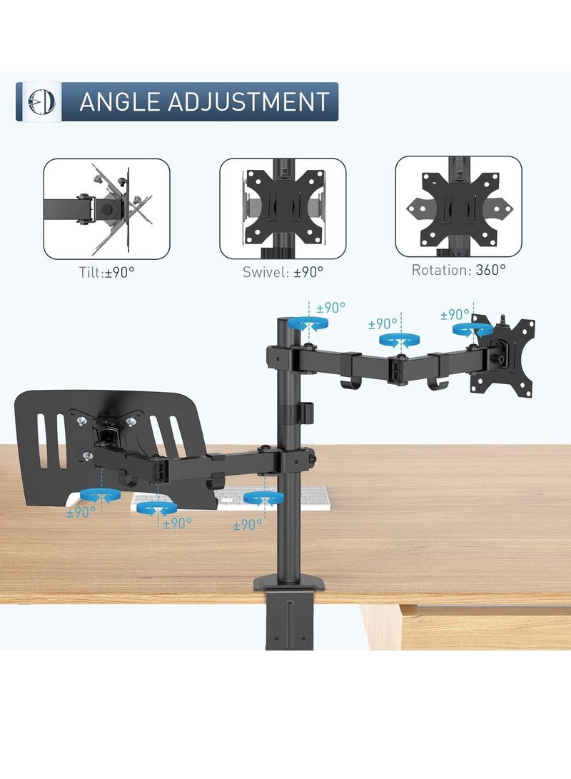 Laptop Monitor Mount Stand Notebook Desk Mount Adjustable Vesa 75/100 Max Load 8KG Compatible With 17-28