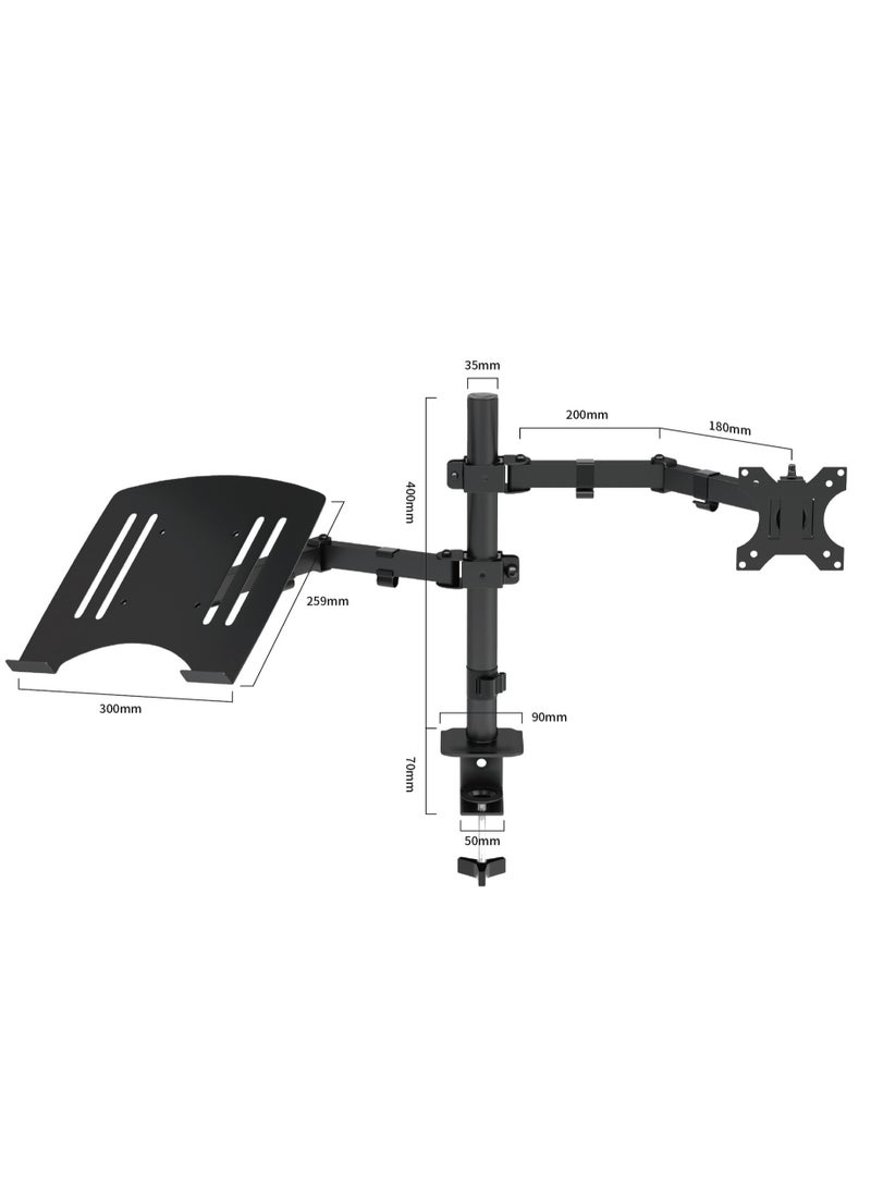 Laptop Monitor Mount Stand Notebook Desk Mount Adjustable Vesa 75/100 Max Load 8KG Compatible With 17-28