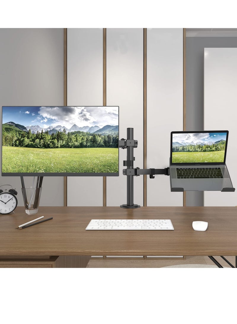 Laptop Monitor Mount Stand Notebook Desk Mount Adjustable Vesa 75/100 Max Load 8KG Compatible With 17-28