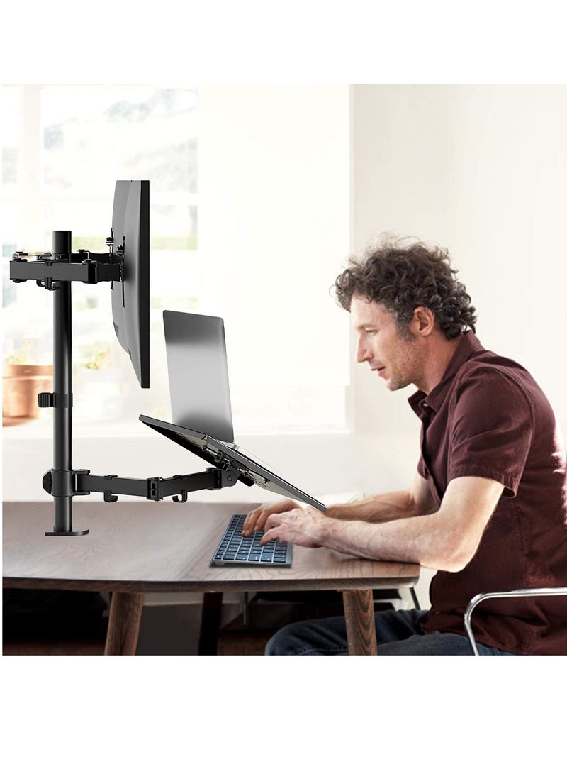 Laptop Monitor Mount Stand Notebook Desk Mount Adjustable Vesa 75/100 Max Load 8KG Compatible With 17-28