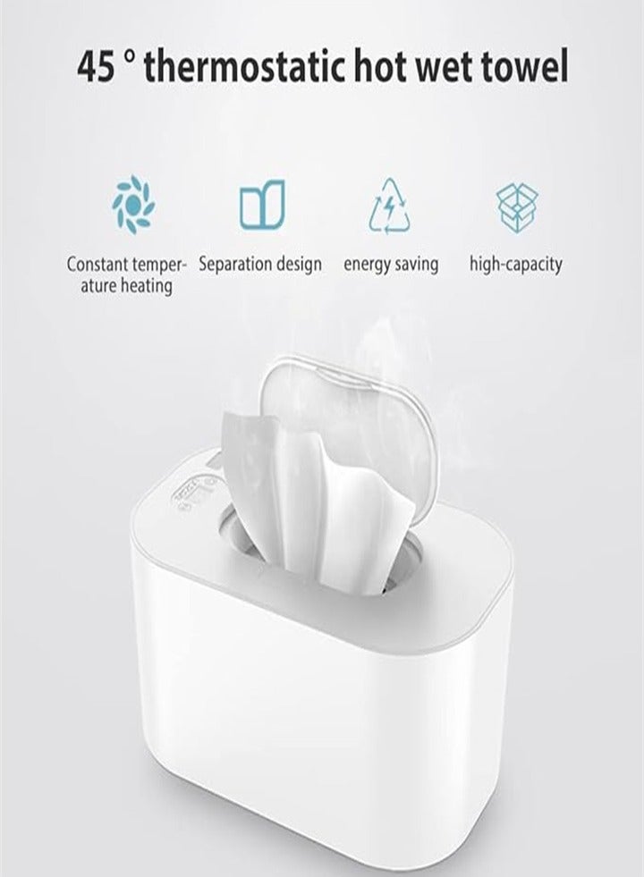 Portable Baby Wipes Warmer with Thermostat, Adjustable Temperature Digital Display Wet Wipes Warmer Box (White)