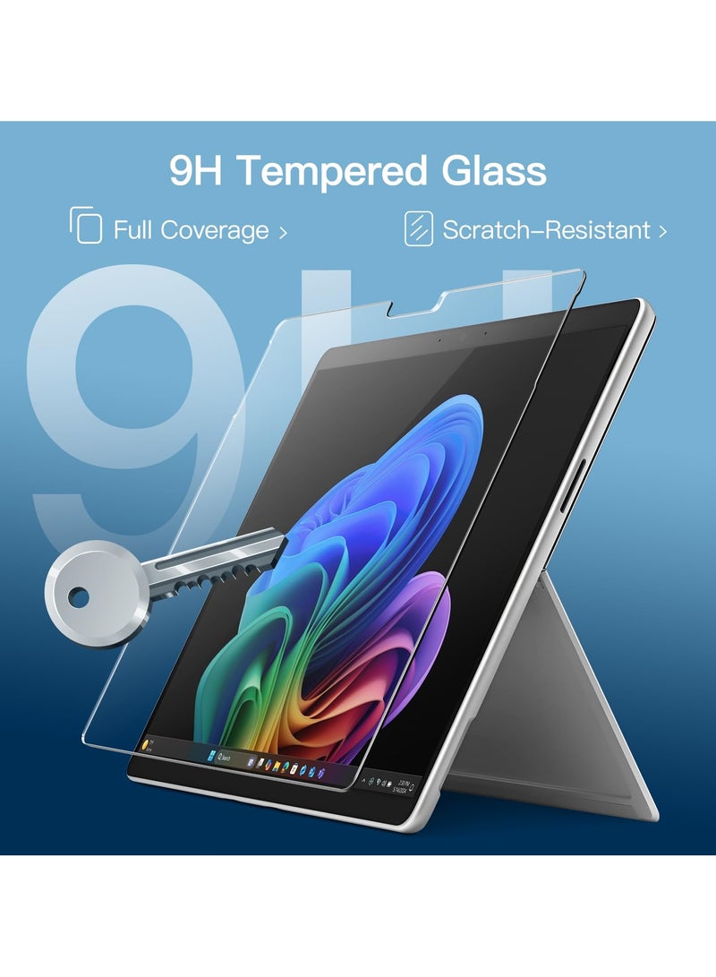 Screen Protector for Surface Pro 11/10 (2024)/Pro 9 (2022) 13-Inch, 9H Tempered Glass Film, Support Surface Pen, HD Clear, 2-Pack