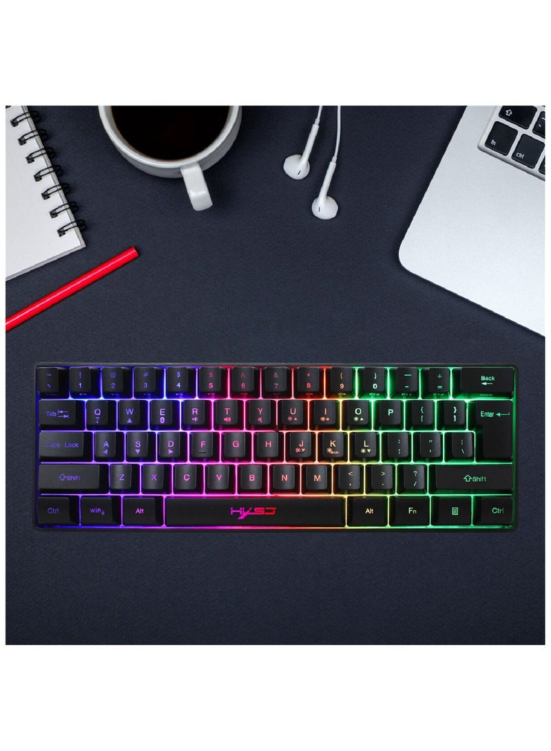 4-in-1 Gaming Keyboard Mouse Combo 61 Keys Rainbow Backlit Mechanical Keyboard RGB Backlit 7200 DPI Lightweight Gaming Mouse 3.5mm Gaming Stereo Headset For Pc Laptop Computer