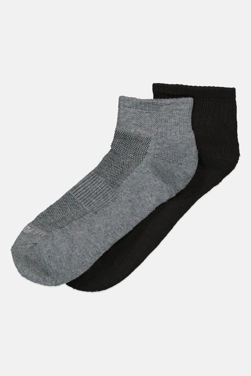 Men 6 Pair Brand Logo Socks, Black/Grey