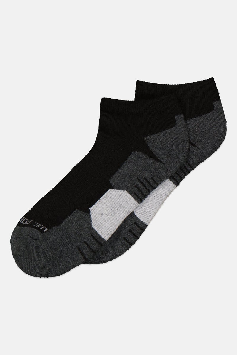 Men 6 Pairs Low Cut Socks, Black/Grey