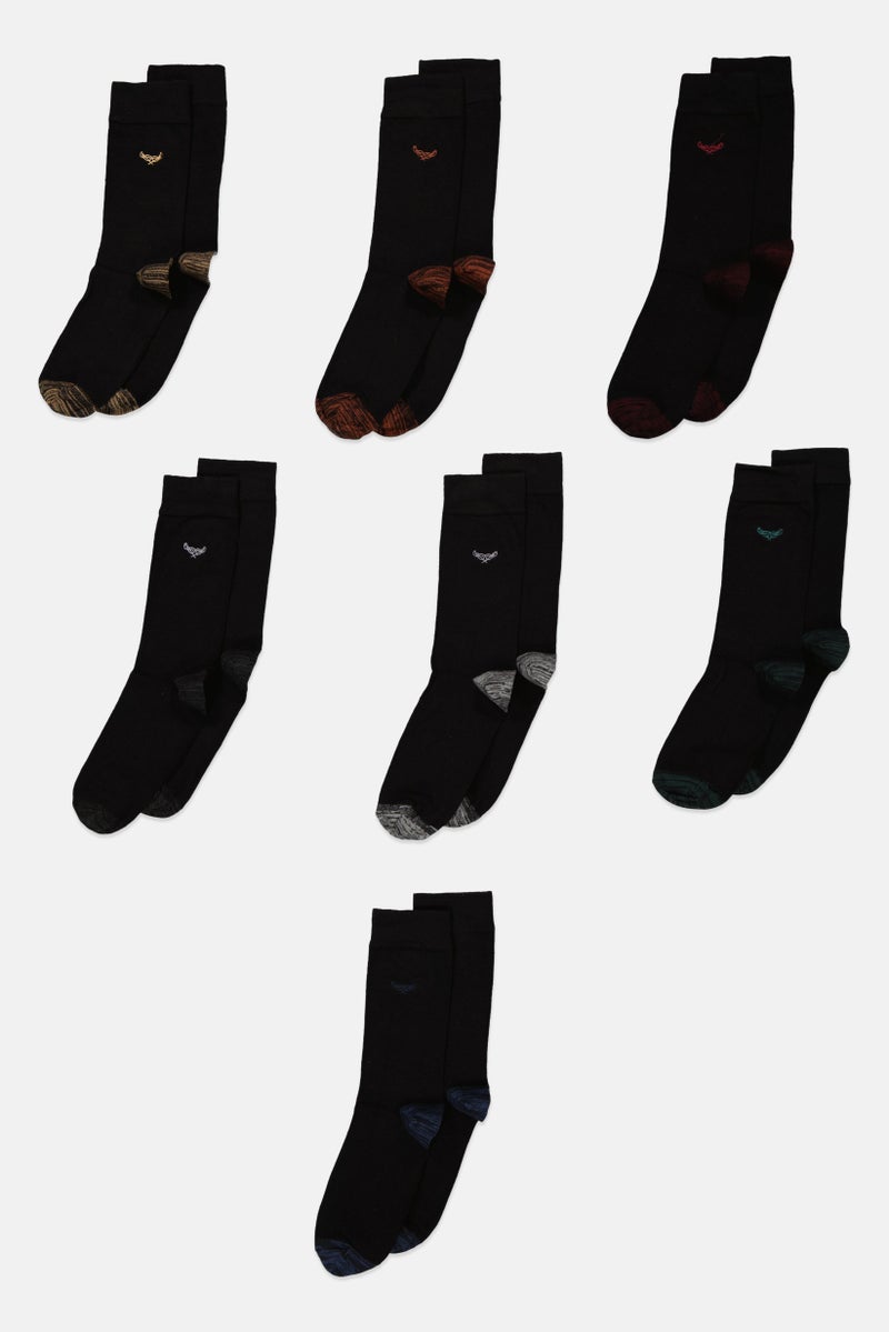 Men 7 Pair Textured Socks, Black Combo