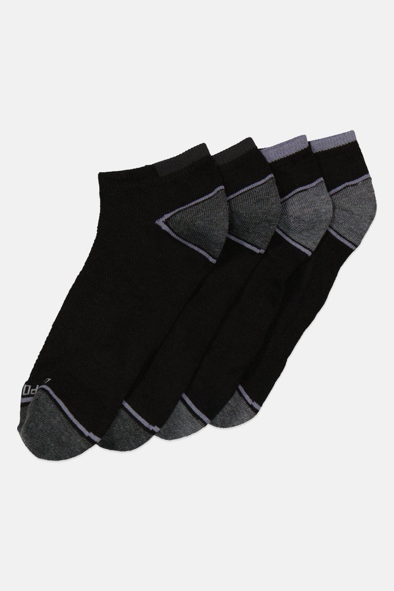 Men 10 Pairs Low Cut Socks, Black/Grey