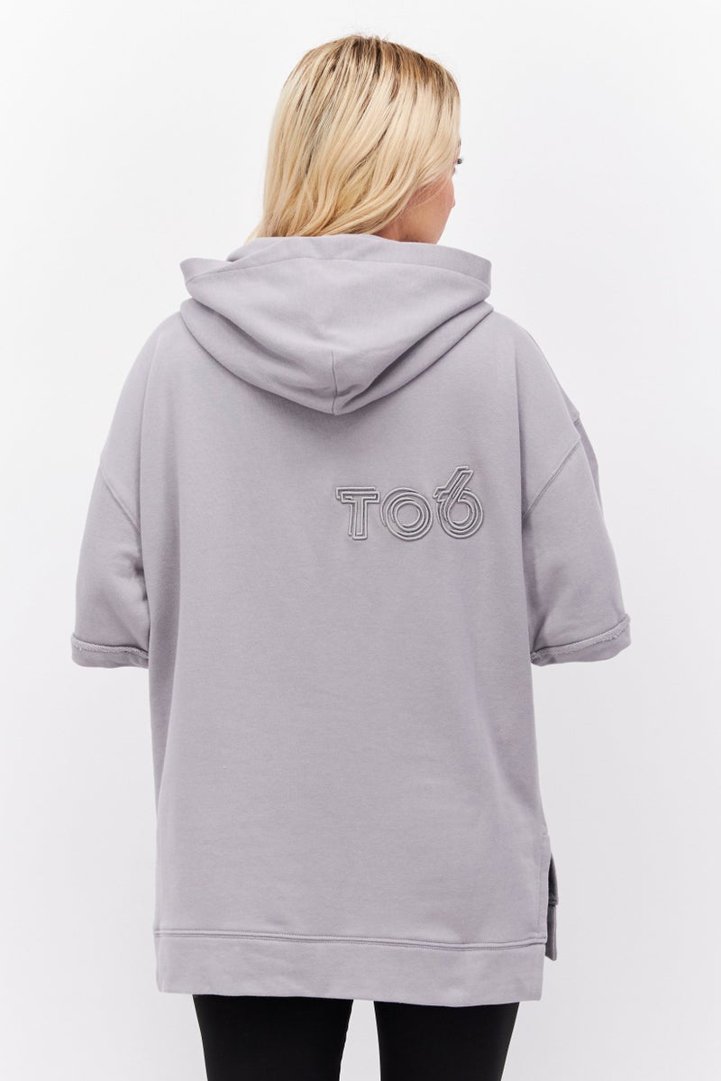 Women Sportswear Fit Plain Sweat Hoodie, Grey