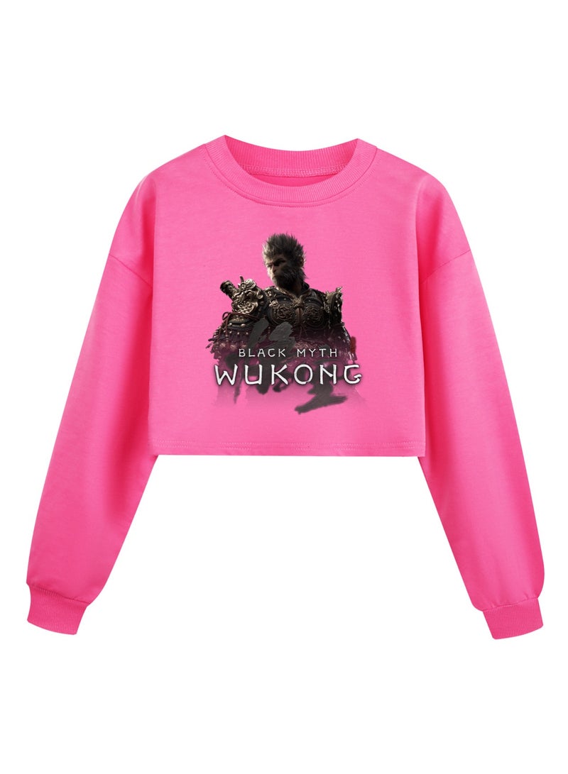 Black Myth Wukong Girl Half Waist Loose Hoodie