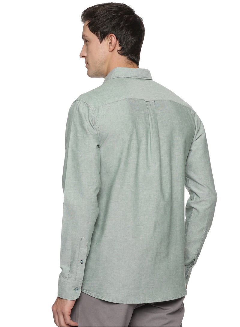 Men's Button Down Slim Fit, Casual Style semi Shirt Dressing | Long Sleeve | Smart Fit Cuff - Forest Green