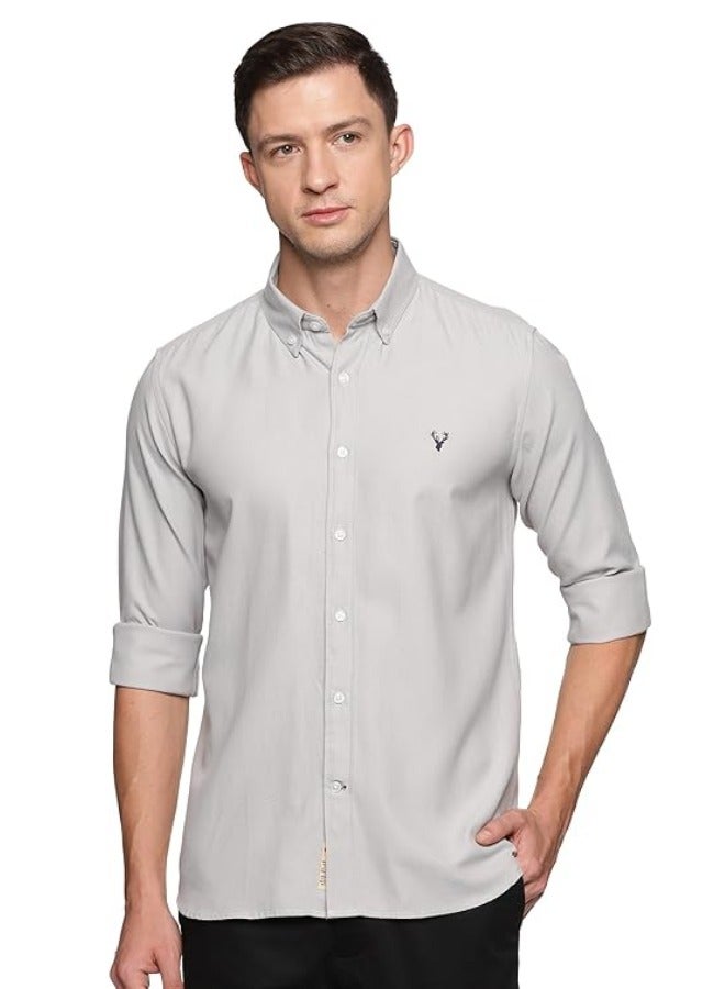 U.S. ELK Men's Button Down Shirt | Casual Slim Fit, Long Sleeve Oxford Shirts For Men | Smart Fit Cuff - Ash grey