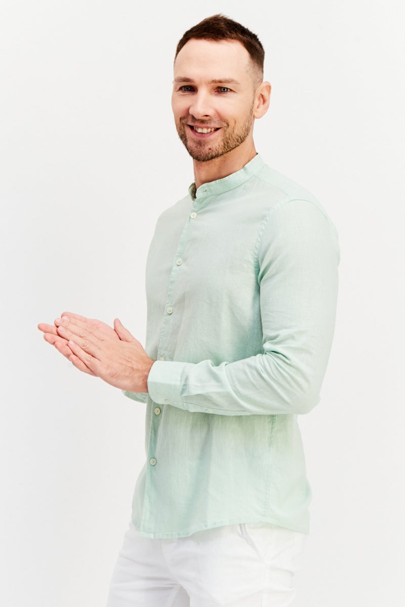 Men Regular Fit Solid Long Sleeves Casual Shirt, Mint
