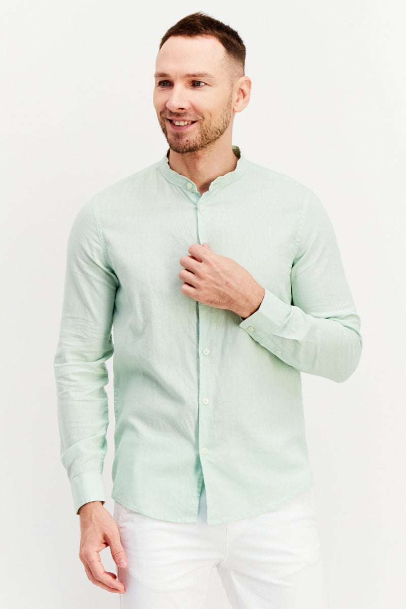 Men Regular Fit Solid Long Sleeves Casual Shirt, Mint