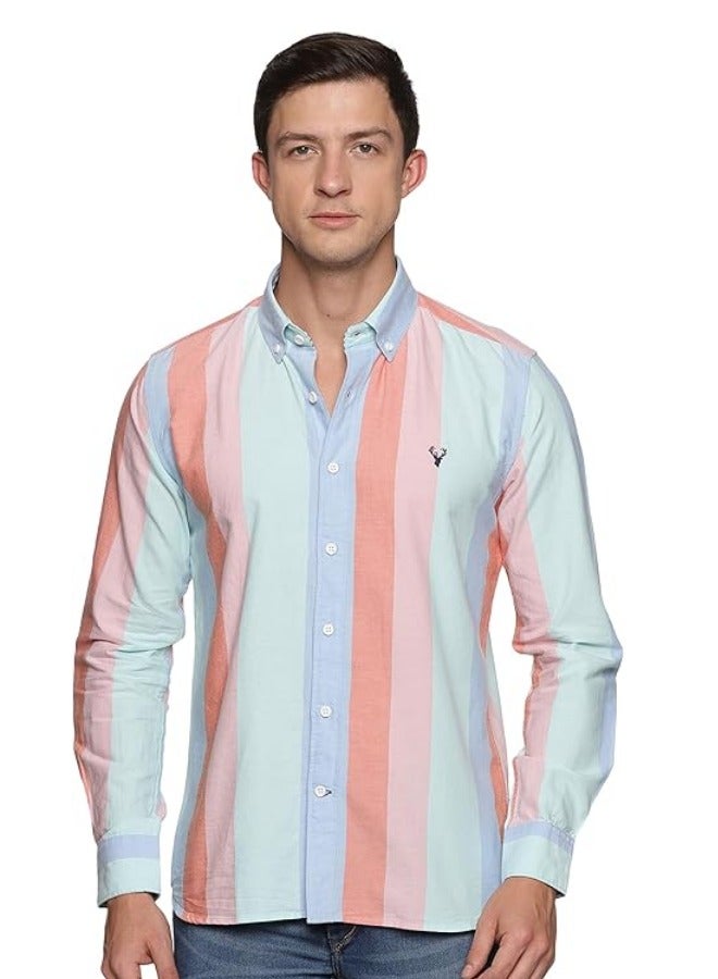 U.S. ELK Men's Button Down Shirt | Casual Slim Fit, Long Sleeve Oxford Shirts For Men | Smart Fit Cuff - Mix Color3