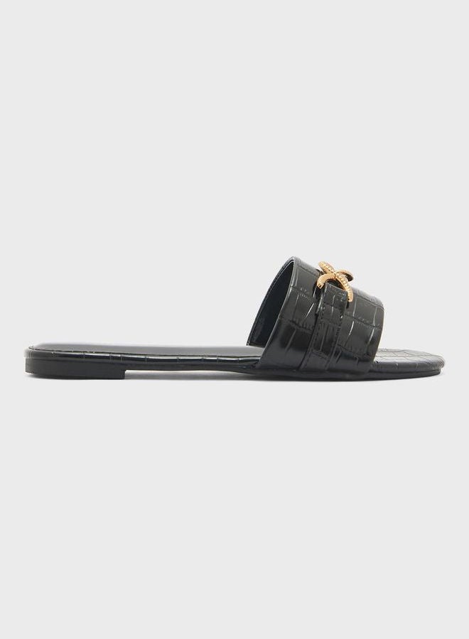 One Strap Flat Sandals For Women Black