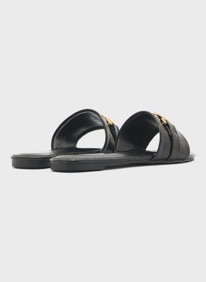 One Strap Flat Sandals For Women Black