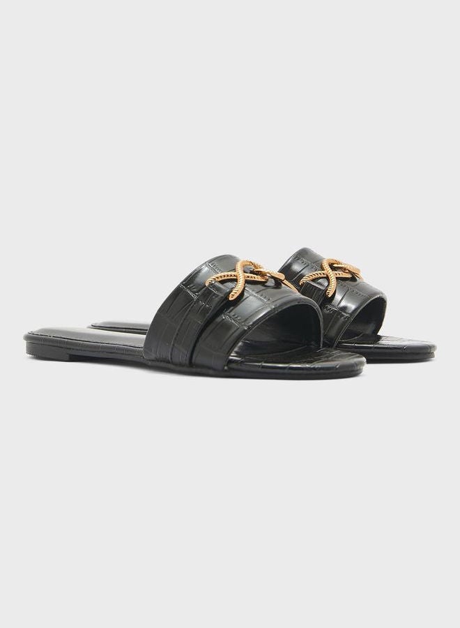 One Strap Flat Sandals For Women Black