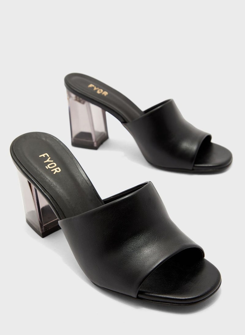 Block Low Heel Sandal Black