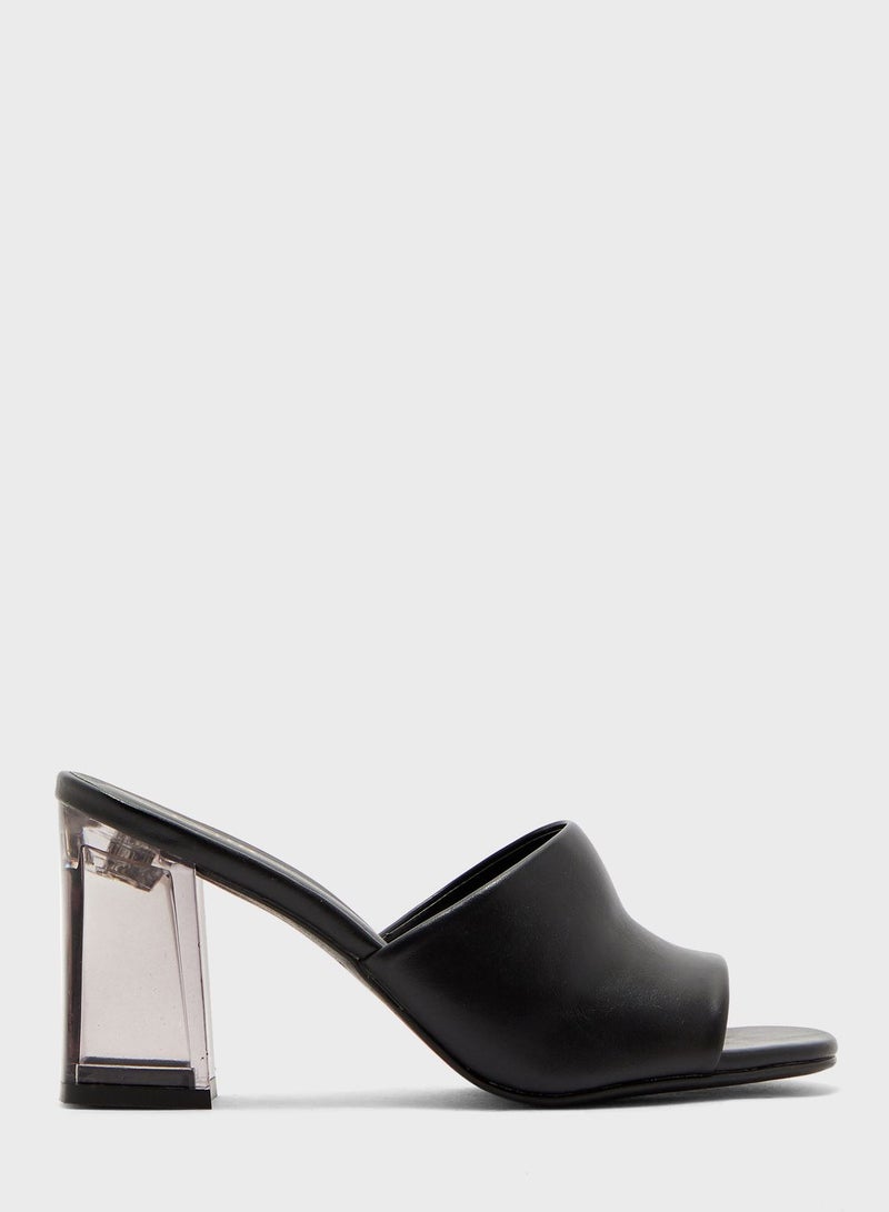 Block Low Heel Sandal Black