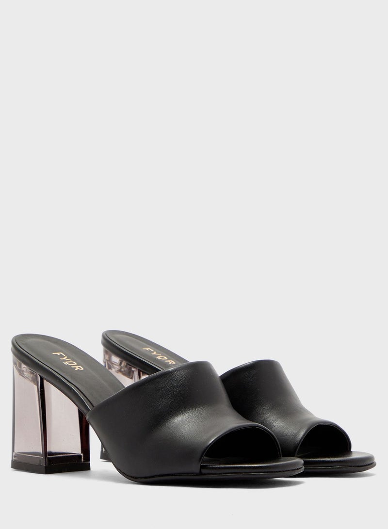 Block Low Heel Sandal Black