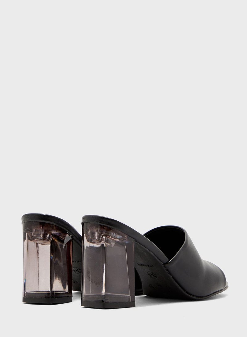 Block Low Heel Sandal Black