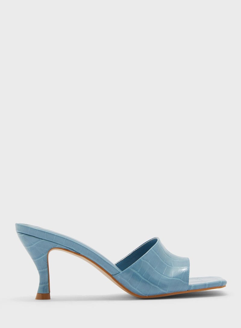 One Strap Low Heel Sandals Blue