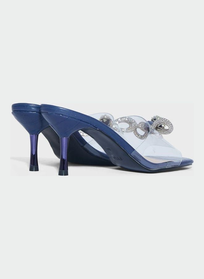 One Strap Low Heel Sandals Navy