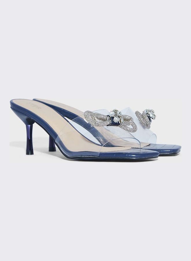 One Strap Low Heel Sandals Navy