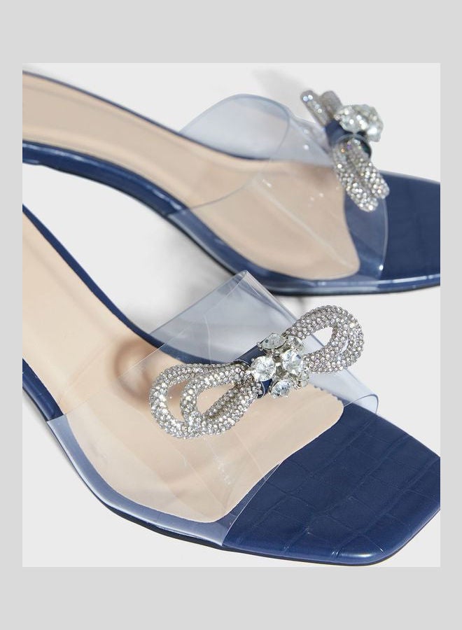 One Strap Low Heel Sandals Navy